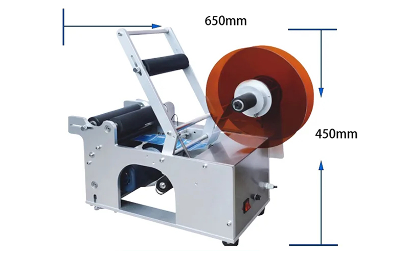 Posizionamento dell'etichettatrice per bottiglie rotonde